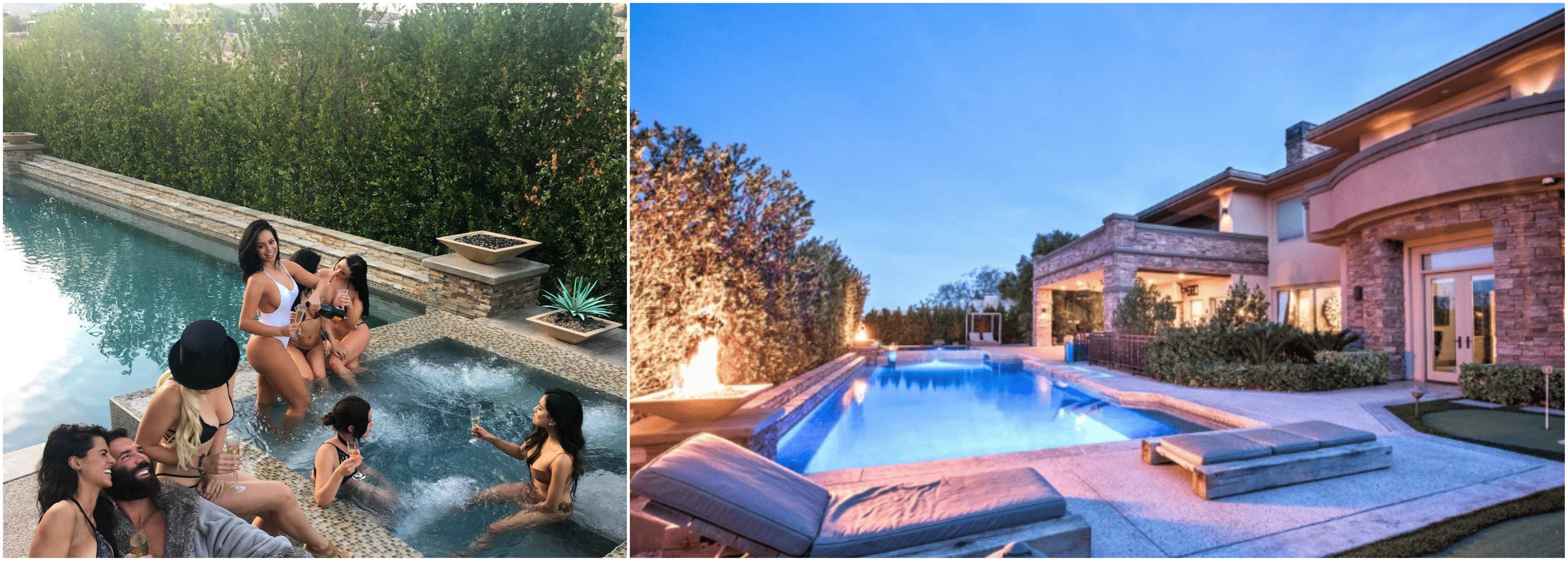 Mansão Dan Bilzerian, a mansão de Las Vegas, tem namoradas de piscina na banheira de hidromassagem